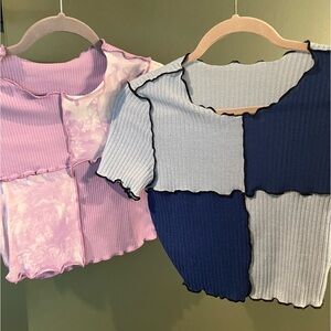 NWOT TWO Patchwork Crop Tops
